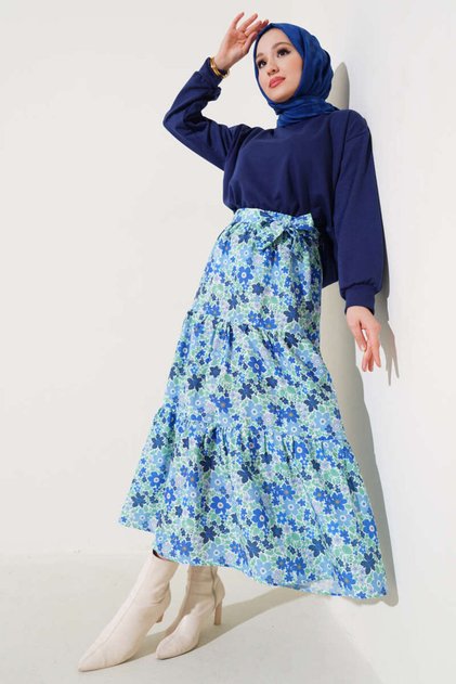 Set dublu fustă cu model floral de damă