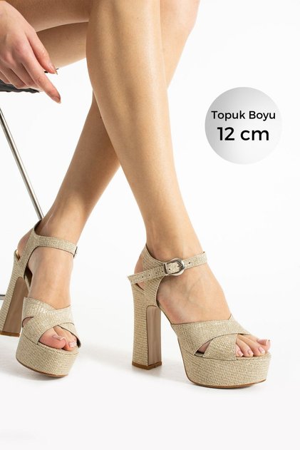 1-93535 12cm Platform High Thick Heeled Bridal/Evening Dress Shoes