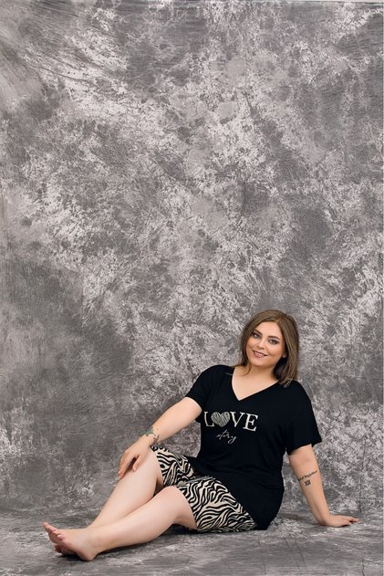 Short Sleeve V-Neck 93% Cotton 7% Lycra Shorts Women's Suit
