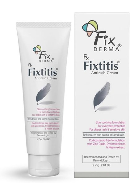 Fixtitis AntiRash Cream 15% ZincOxide Diaper Rash Relief Soothes Sensitive Skin Heals & Softens 75g