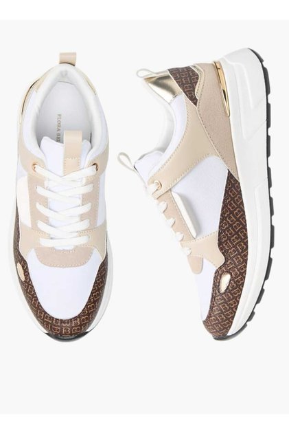 Flora Bella Monogram Print Sneakers with Lace-Up Closure