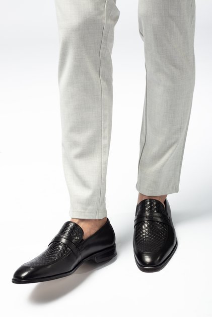 Frt1001-1 100% Genuine Calf Leather Men's Classic Shoes Lace-Up Stylish Office Business Shoes Black