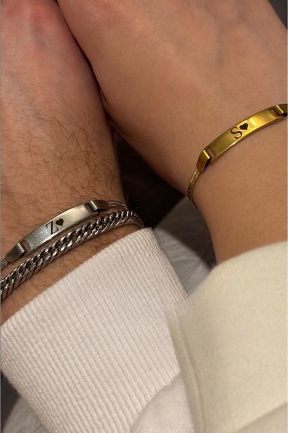Steel Bracelet with 2 Letters - Valentine's Day and Birthday Gift