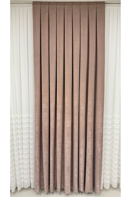 Velvet Textured Luxury Background Curtain Dusty Rose Close Pleat (Single Wing)