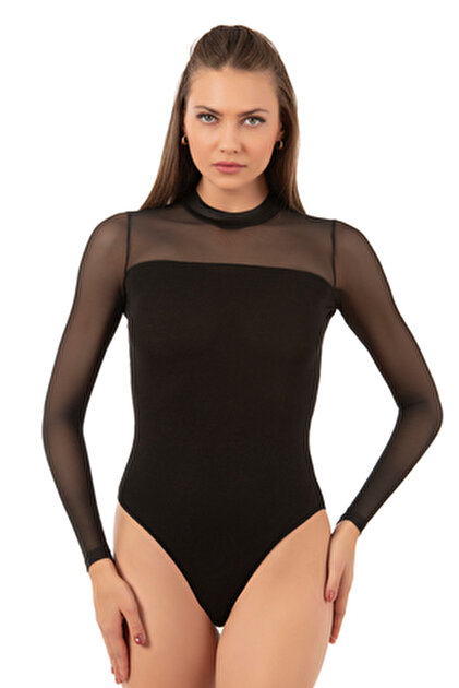 ÖZKAN underwear Özkan 20577 Kadın Viskon Yarım Balıkçı Yaka Tül