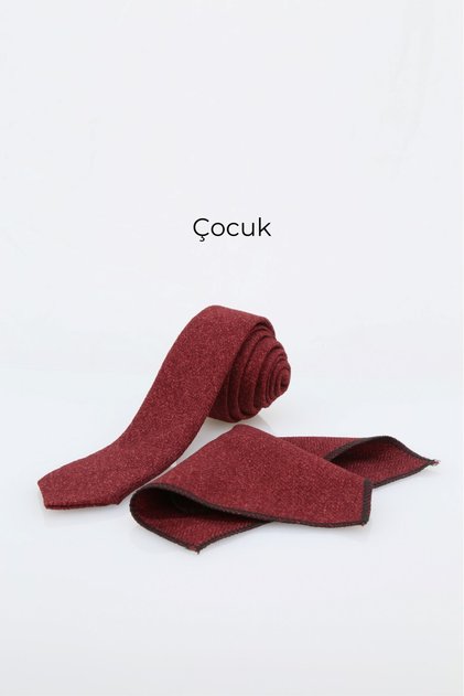 Erkek Çocuk ve Yetişkin için Yün Kravat ve Mendil Set Çocuk-(120x5cm) Yetişkin-(145x6cm)