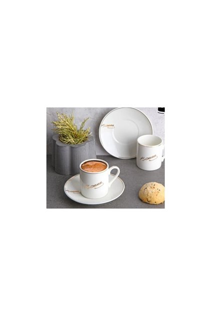 Porcelain Ataturk Signed Coffee Set 2 Piecesg3261