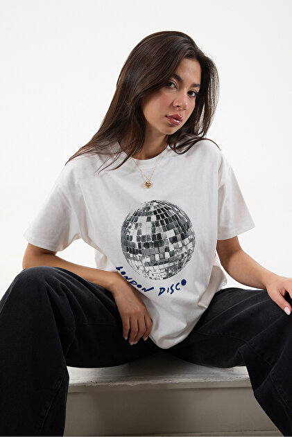 D&G Miss Pin-Ups 水色ちびT シャツY2K ヴィンテージ Addax Disko Topu Baskılı T-shirt P10325-t11 - Fiyatı, Yorumları