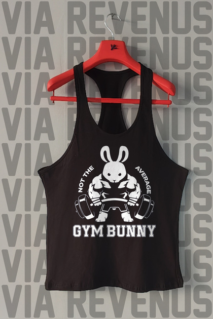 قميص رياضي بدون أكمام مطبوع من الأمام والخلف من Gym Bunny