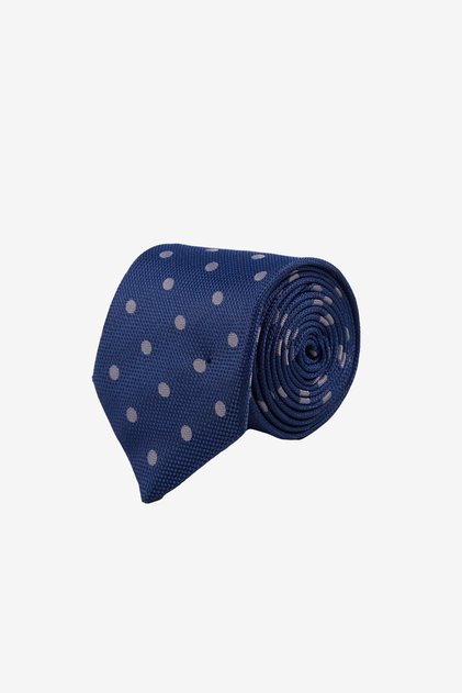 Men's Navy Blue-Grey Patterned Tie