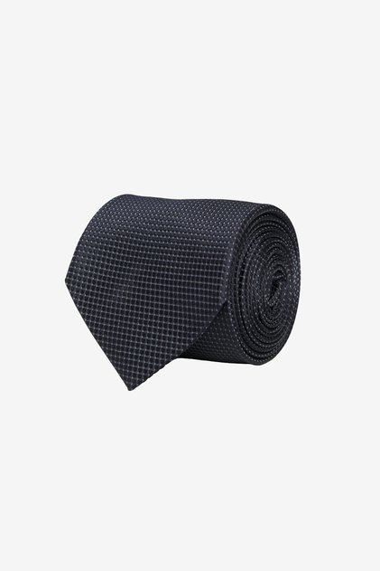 Men's Black Patterned Silk Tie