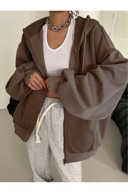 Women's Brown Full Zip Cardigan