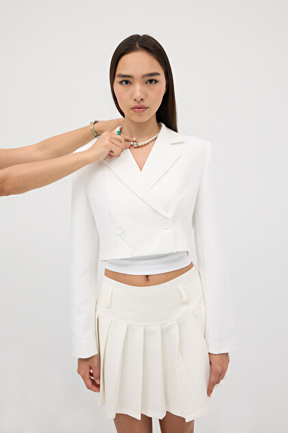 ecmelodi白カモ Addax Crop Blazer Ceket C7208-Z14 - Fiyatı, Yorumları