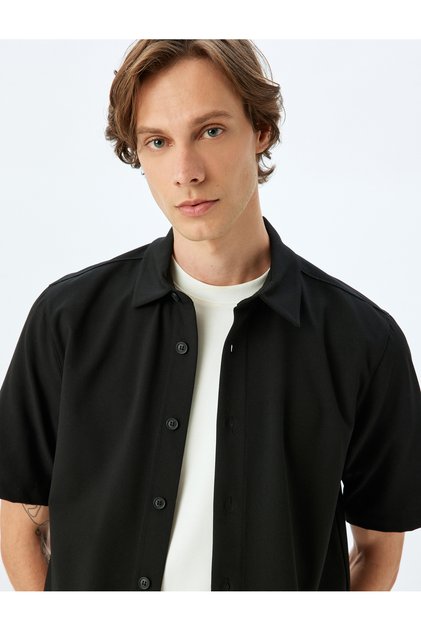Short Sleeve Regular Fit Viscose Blended Basic Shirt
