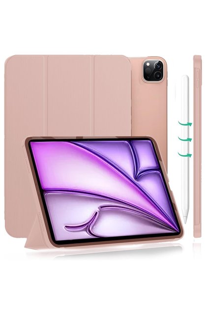 İpad Air 13" M3 (2025) / M2 (2024) Kılıf Kapaklı Smart Standlı Uyku Modlu Akıllı Case