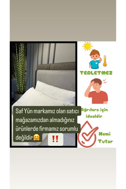 Saf Yün İkili yastık 1250 gr saf merinos kuzu yünü