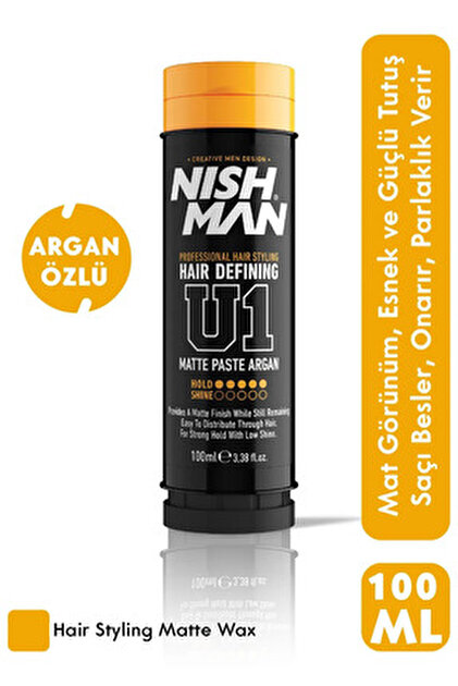 NISHMAN U1 Mat Saç Şekillendirici Wax - Argan 100 ml - Fiyatı