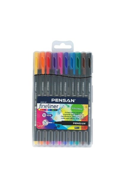 Felt Tip Fineliner Pen 0.4mm Plastic Box 10 Pieces