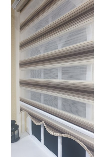 Zebra Stor Plise Renk Geçişli Açık Kahve Etek Dilimli VB-484