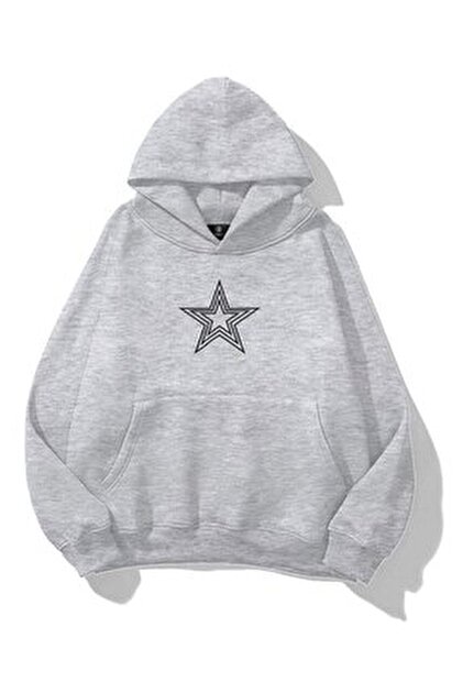 Trendiz Unisex Star Stroke Taş Baskılı Sweatshirt Taş - Fiyatı