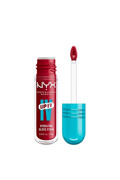 Lip IV Hydrating Gloss Stain, Lip Gloss, Up to 12HR Hydration,Red-y.Set.Wet