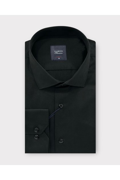 Slim Fit (8 Drop) Black Men's Shirt 2102e