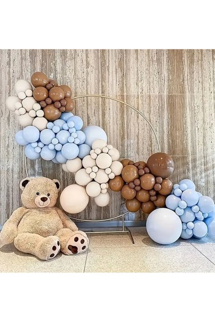 Brown Blue Sea Sand Balloon Chain Set 100Pcs