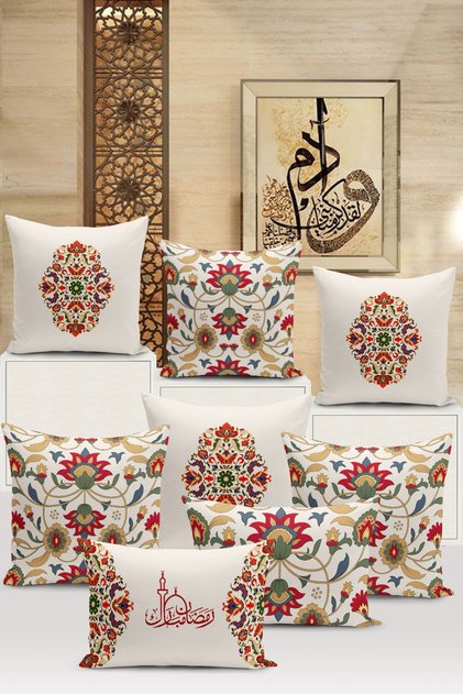 Ramadan Series Double-Sided Digital Printed 8-Piece Throw Pillow Cover Set (Ramadan Cushion Cover Set)