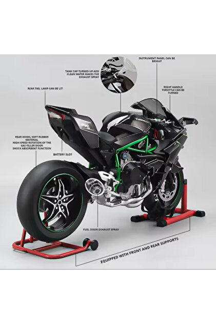 CarStore KAWASAKİ H2R 1/6 MOTOR MAKET - İSİKLİ SESLİ BENZİNLİ