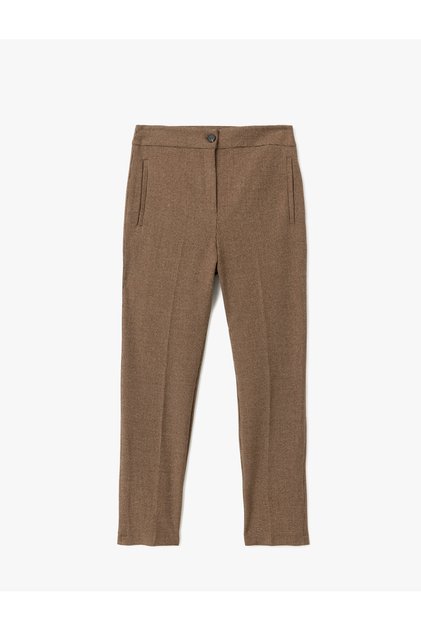 Standard Waist Slim Cigarette Fabric Trousers