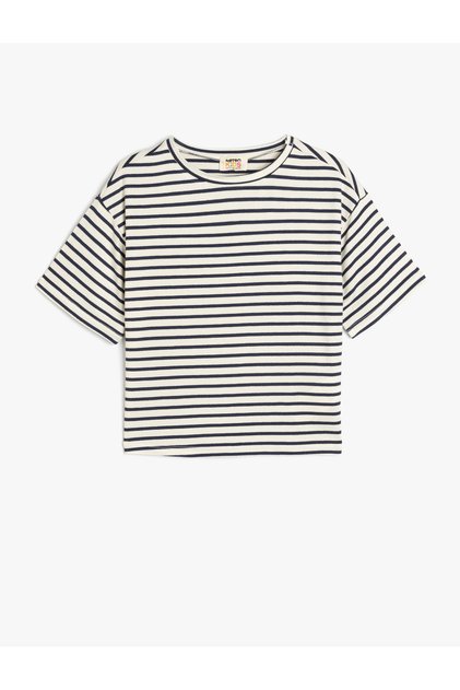 Short Sleeve Crew Neck Striped Viscose T-Shirt