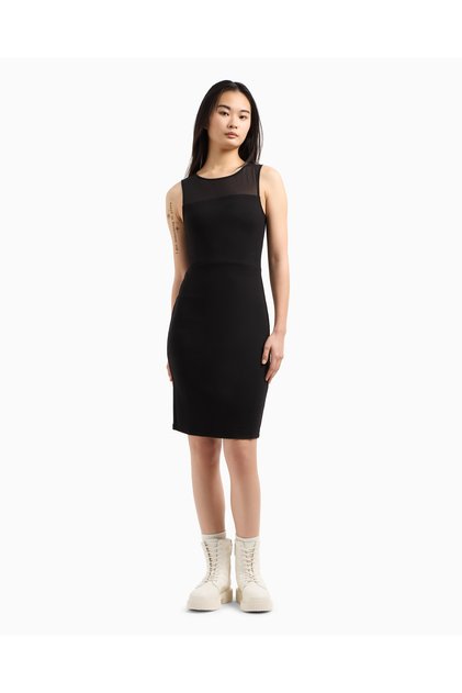 Women's Round Neck Sleeveless Short Black Dress