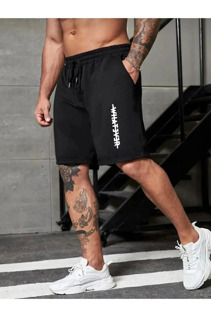 Men's Black Whatever Printed Polyester Shorts - for Sports and Everyday Use