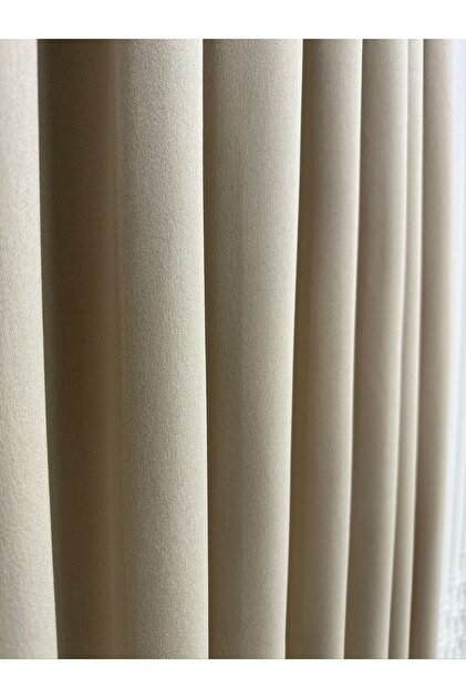 Meyra Bright Cotton Cream Background Curtain 1/3 Close Pleat