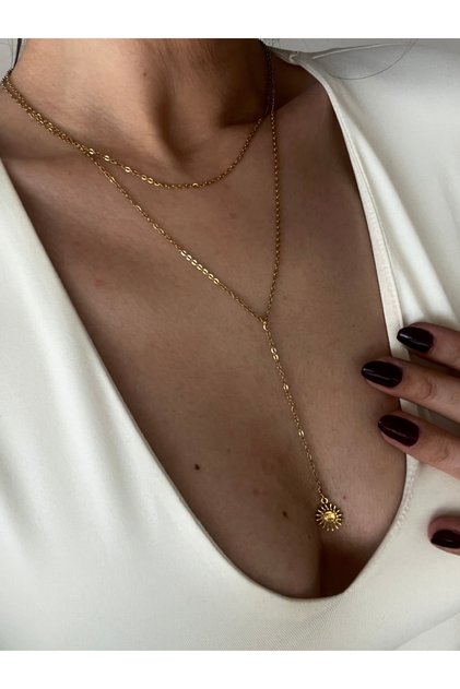 Double Chain Sun Decolte Necklace