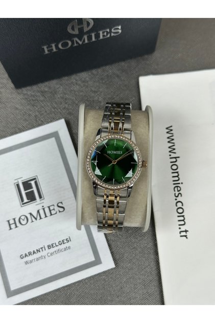 Ladies Wristwatch Cutout Glass Jubile Cord Green Dial with Stones Case 2 Years Warranty