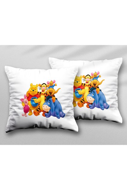 Winnie the Pooh Characters Two Pcs Two Side Printed Washable Pillow Throw Pillow Cover