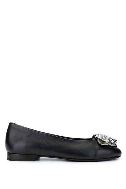 Women's Genuine Leather Black Ballerina Shoes