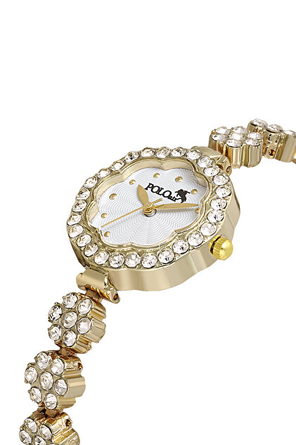 Lüx Taşlı Vintage Kadın Kol Saati Gold PL-1500B1x