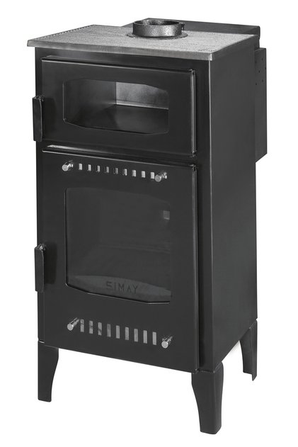 Geniş Camlı Odun ve Pelet Şömine Sobası - 8 kW, Fırınlı, Ayarlanabilir Isı Teknolojisi, Eko Model