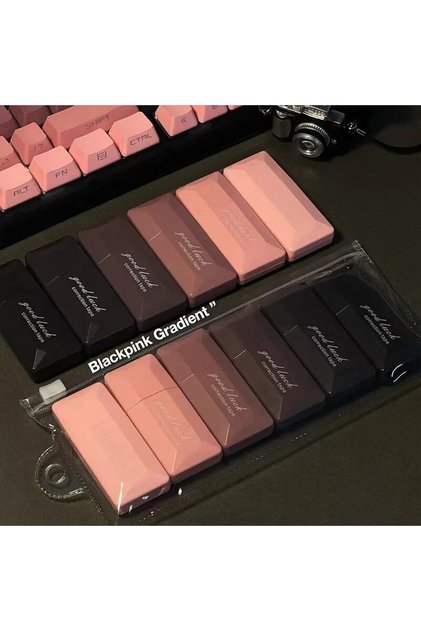 مجموعة من 6 أشرطة تصحيح باللون الأسود والبودرة مكونة من 6 قطع من BlackPink، شريط تصحيح متدرج بسيط ومبتكر من Smoo