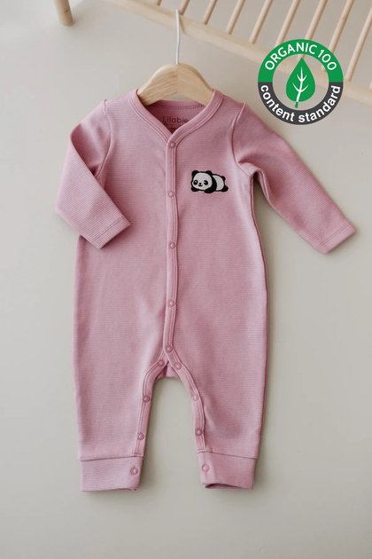 Long Sleeve Embroidered Waffle Fabric Baby Romper