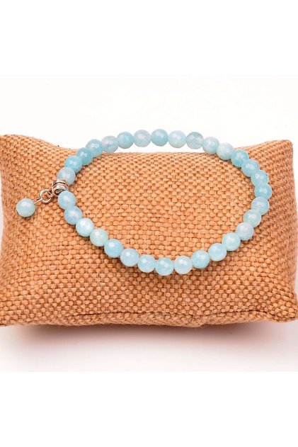 Blue Quartz Stone Bracelet (6 mm) - Facet Cut