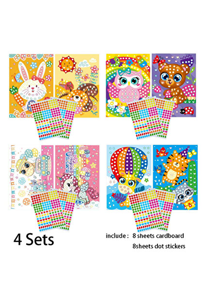 A Funny Puzzle Dot Stickers For Kids Cute Cartoon Animal Drawing Mosaic Sticker Children Early Educ.
