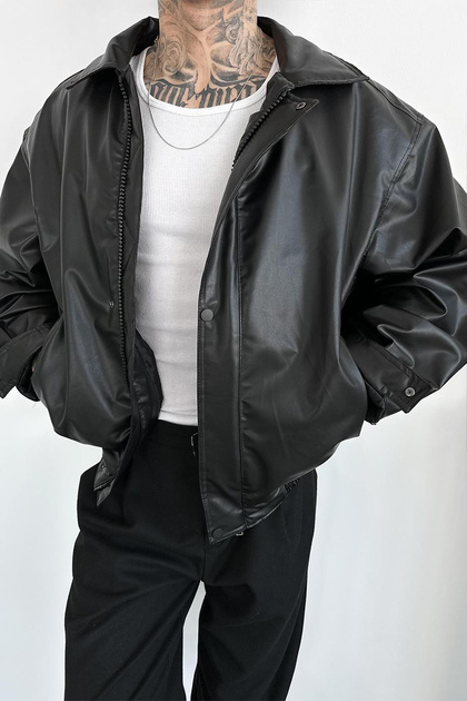 Oversize Bomber Men's Leather Jacket