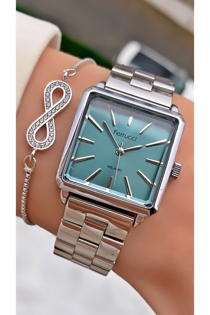 Ferruci Brand Silver Color Steel Cord Women's Wristwatch - Bracelet Gift