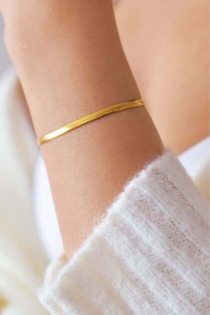 Women's 316 L Non Tarnish and Stainless Steel Anti Allergenic Gold Color Italian Chain Bracelet
