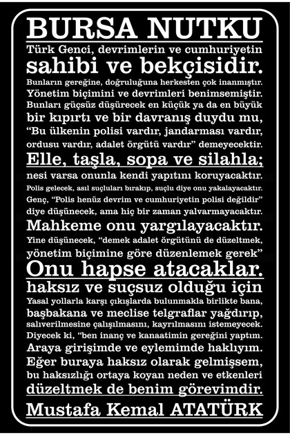 Bursa Nutku Mustafa Kemal Atatürk Quotes Home Office School Young Room Decoration Painting Retro Wooden Poster