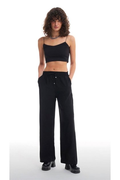 Wide Leg Trousers with Elastic Waist