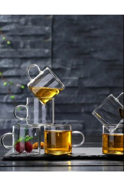 6 Parça Borosilikat 120 Ml Mini Cam Kahve, Espresso Ve Çay Kupası.